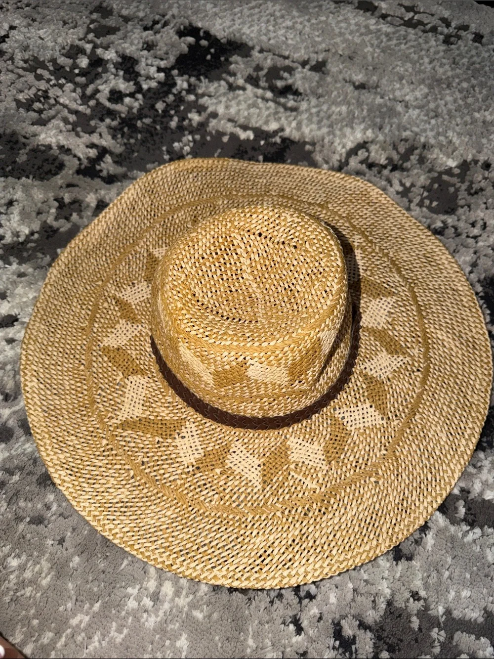 Echo Natural Straw Wide-Brim Hat with Brown Band